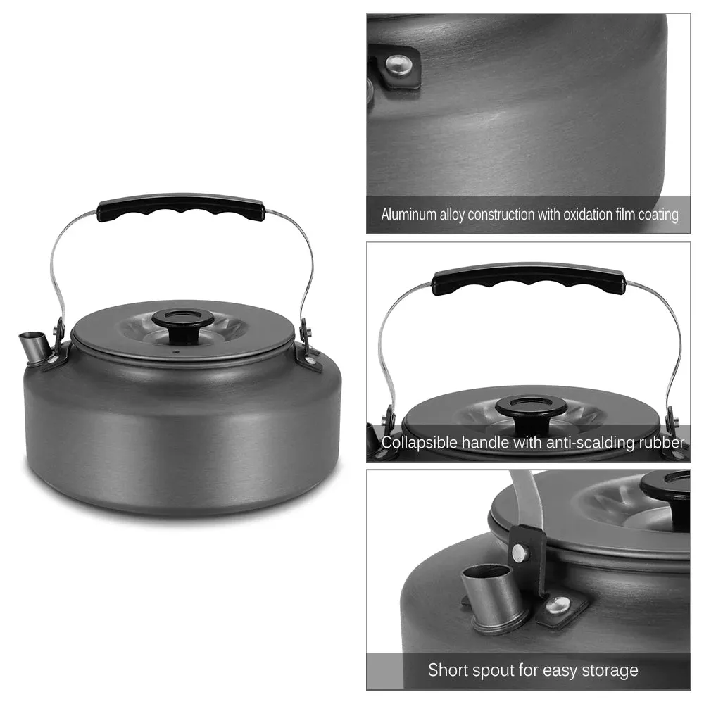 1.1L/1.6L Outdoor Coffee Pot Teapot Portable Camping Water Kettle Hiking Camping Picnic Kettle Aluminum Tableware Cookware