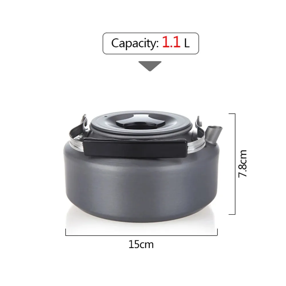 1.1L/1.6L Outdoor Coffee Pot Teapot Portable Camping Water Kettle Hiking Camping Picnic Kettle Aluminum Tableware Cookware