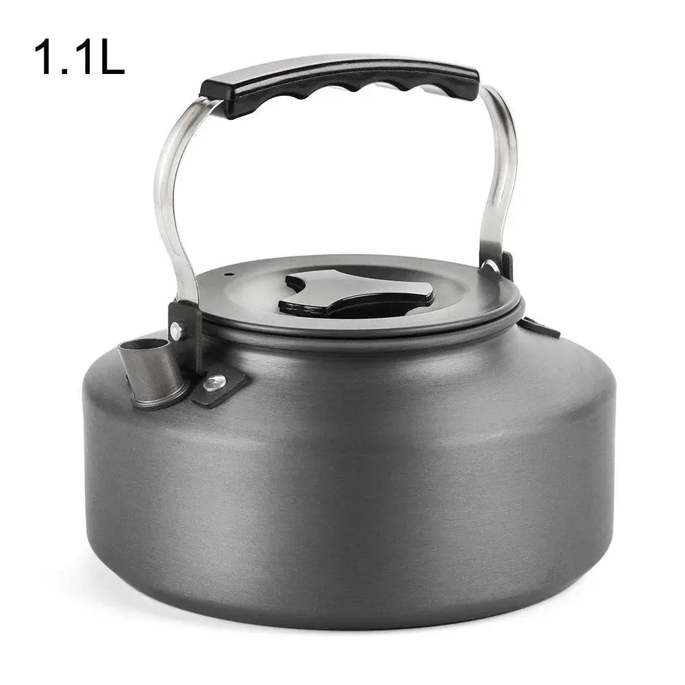 1.1L/1.6L Outdoor Coffee Pot Teapot Portable Camping Water Kettle Hiking Camping Picnic Kettle Aluminum Tableware Cookware
