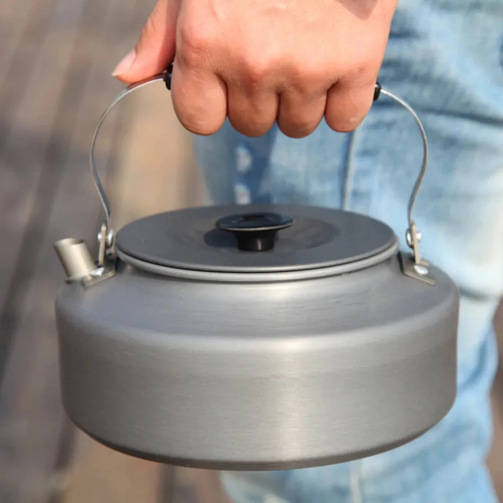 1.1L/1.6L Outdoor Coffee Pot Teapot Portable Camping Water Kettle Hiking Camping Picnic Kettle Aluminum Tableware Cookware