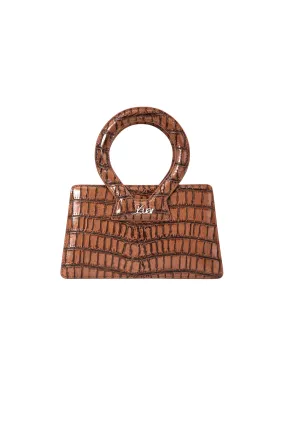 Ana Small Brown Croc Bag