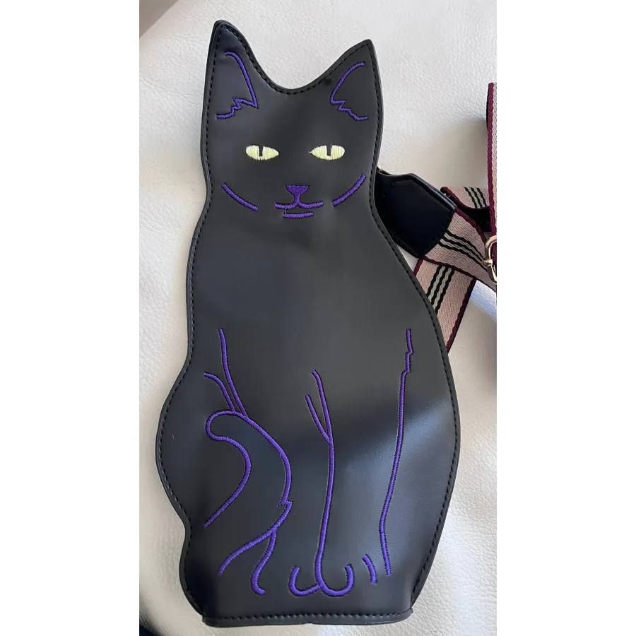 Black Cat Crossbody Bag with Shoulder Strap