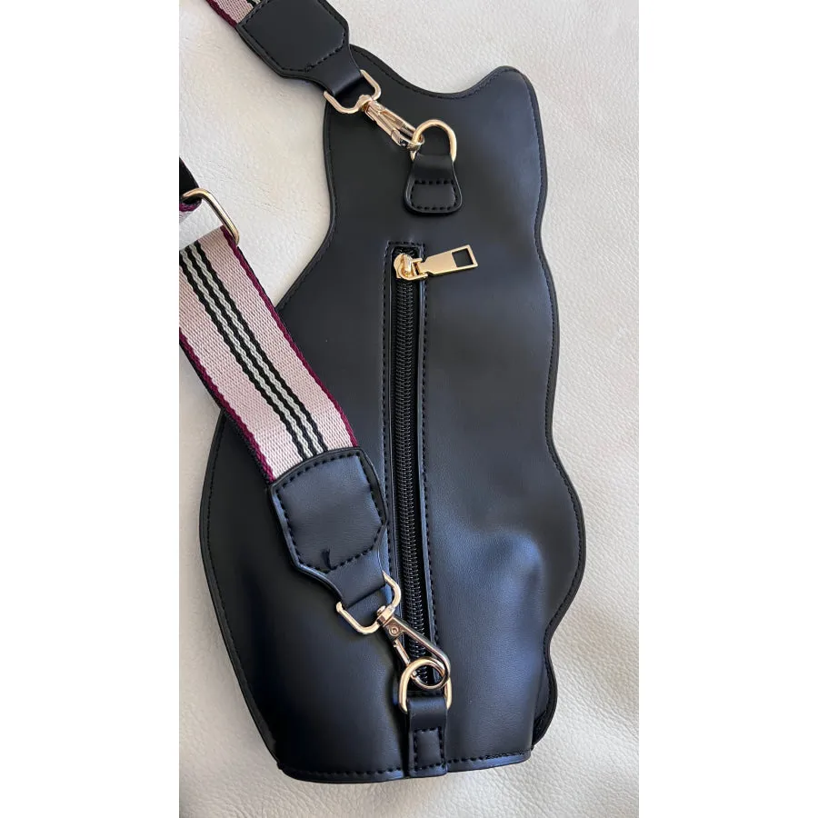 Black Cat Crossbody Bag with Shoulder Strap