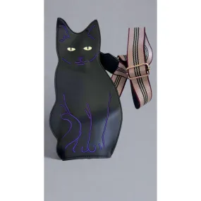 Black Cat Crossbody Bag with Shoulder Strap