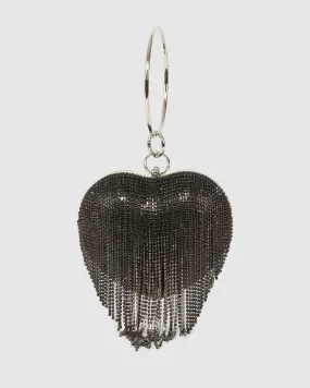 Black Top Handle Clutch Bag