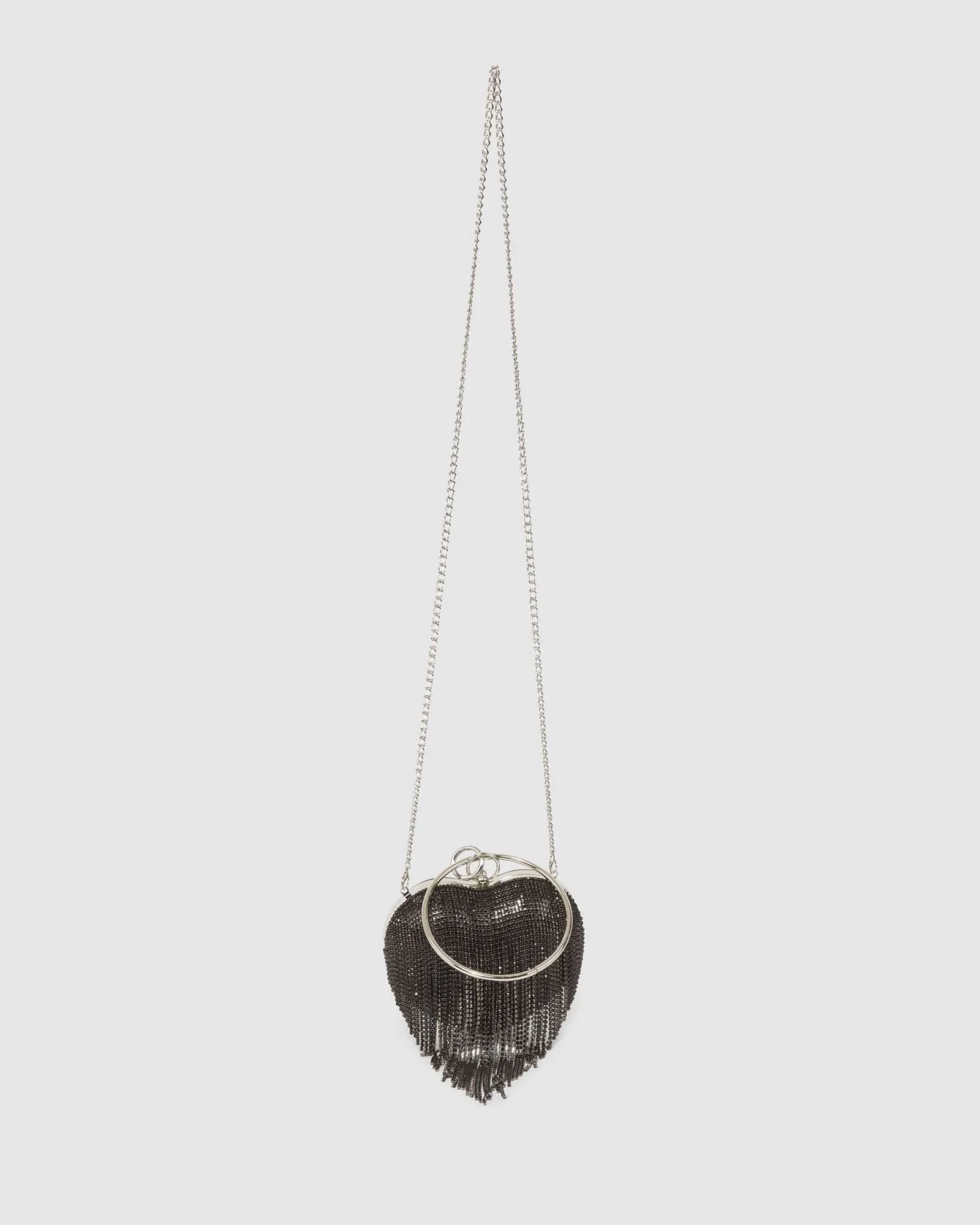 Black Top Handle Clutch Bag