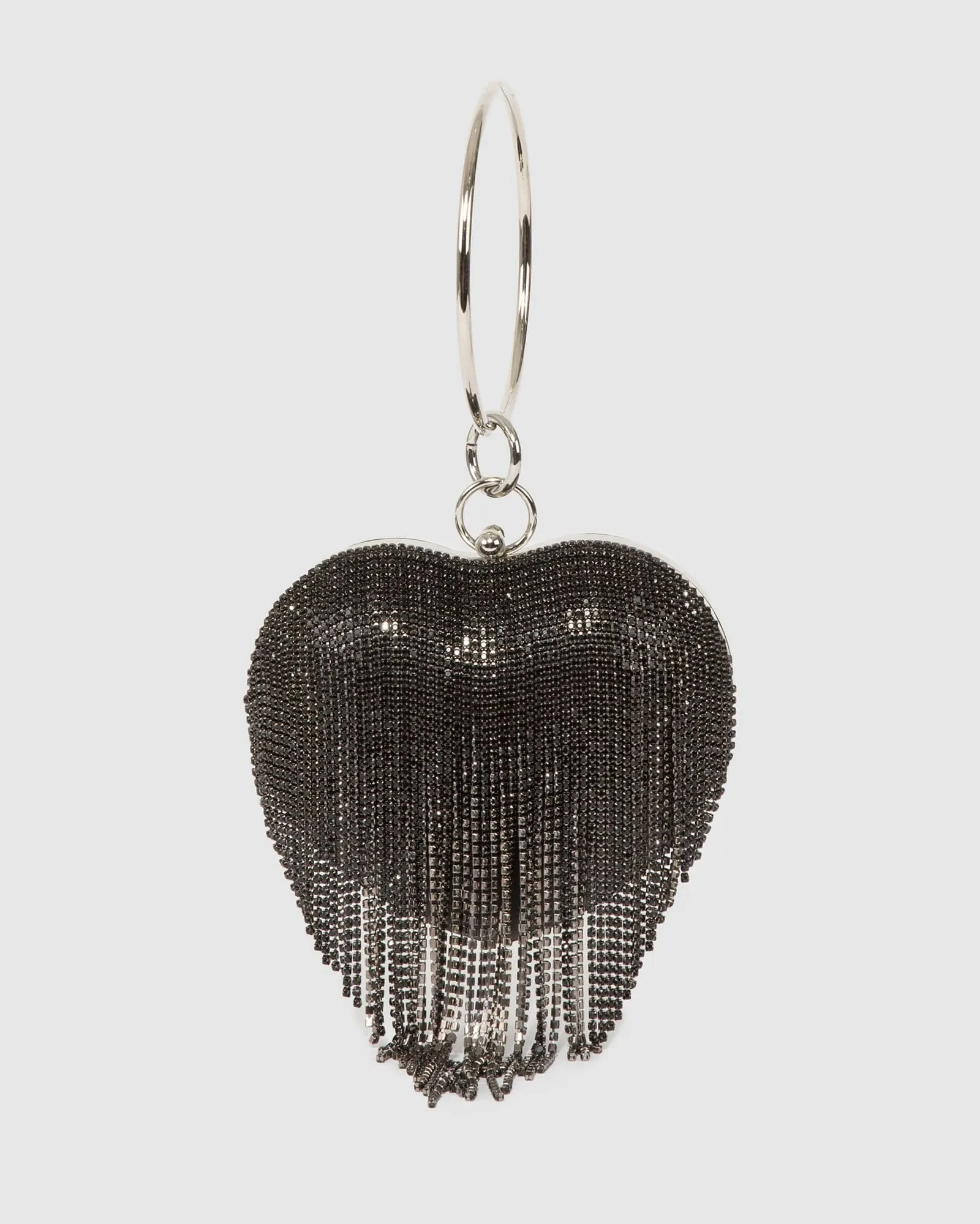 Black Top Handle Clutch Bag