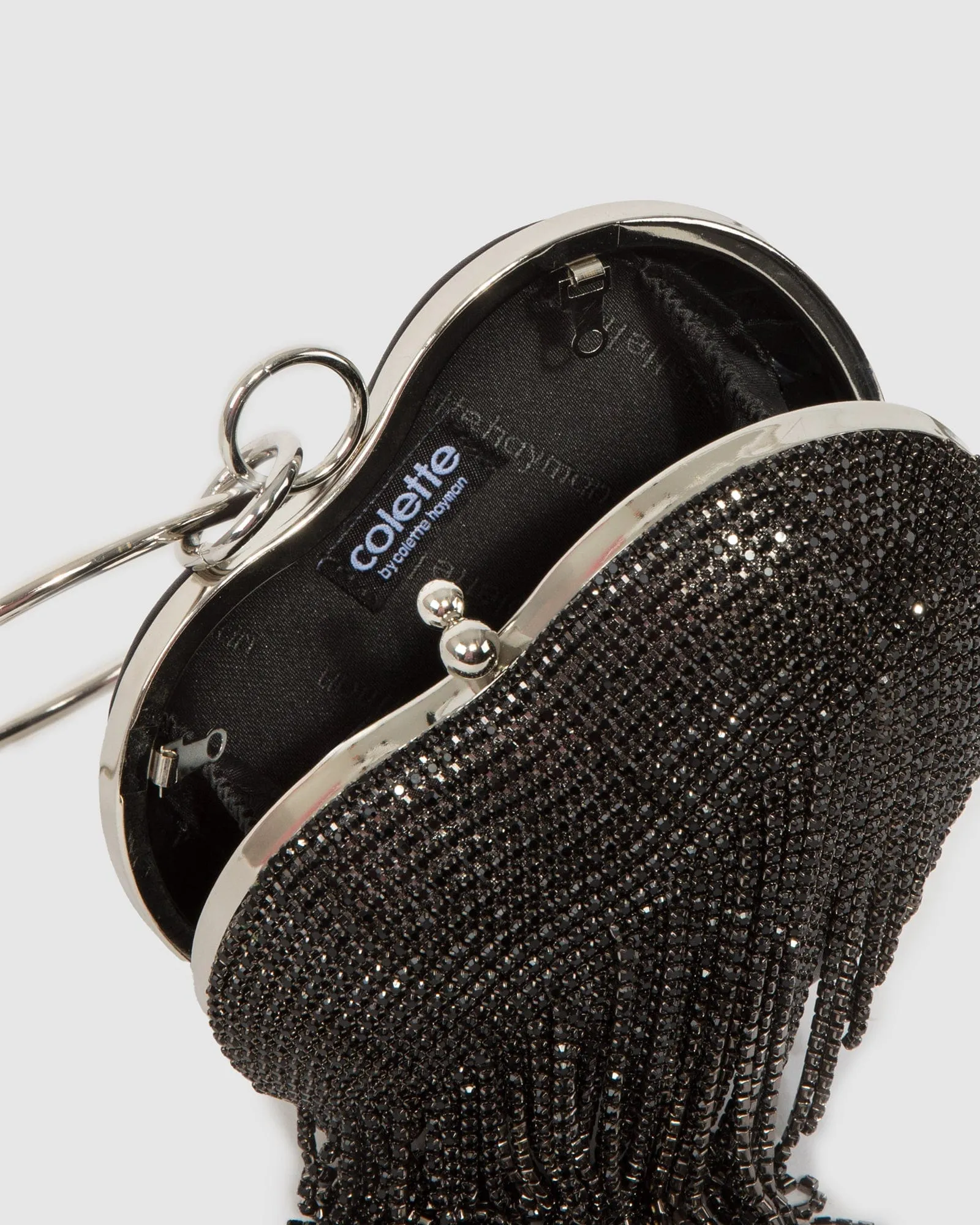 Black Top Handle Clutch Bag