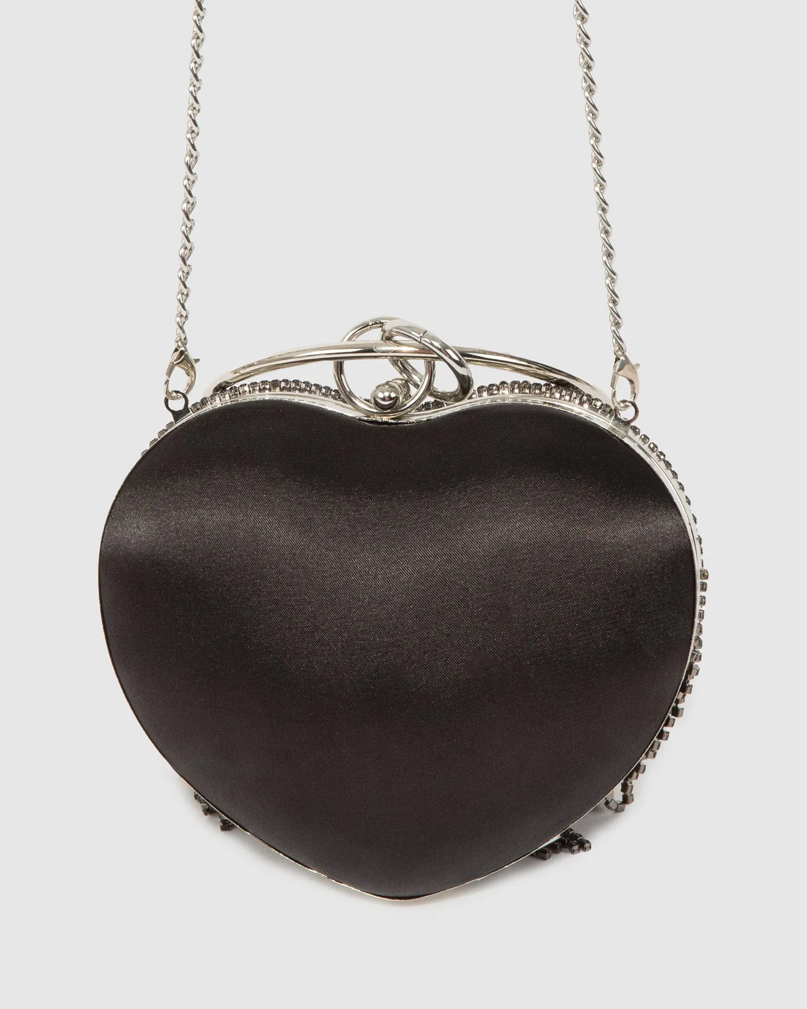 Black Top Handle Clutch Bag