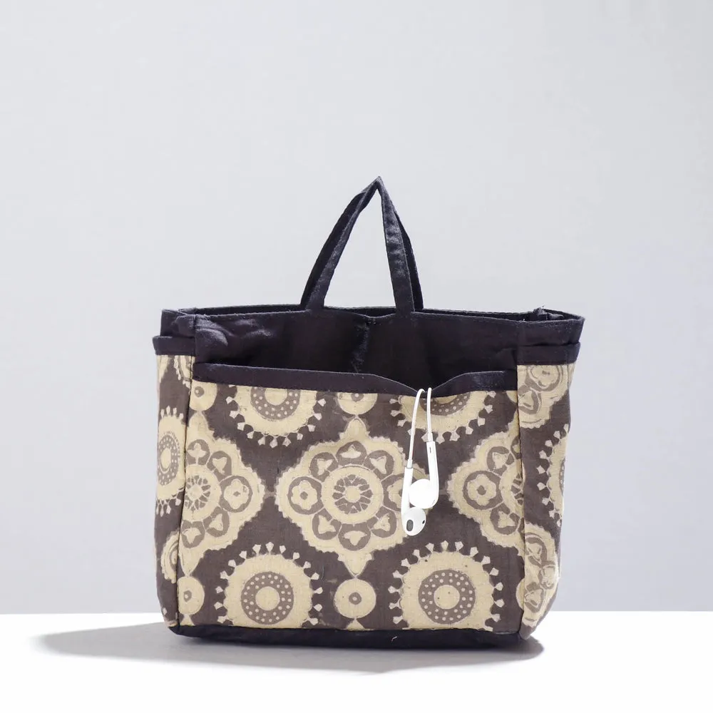 Brown - Ajrakh Multipurpose Cosmetic/Toiletry Cotton Pouch