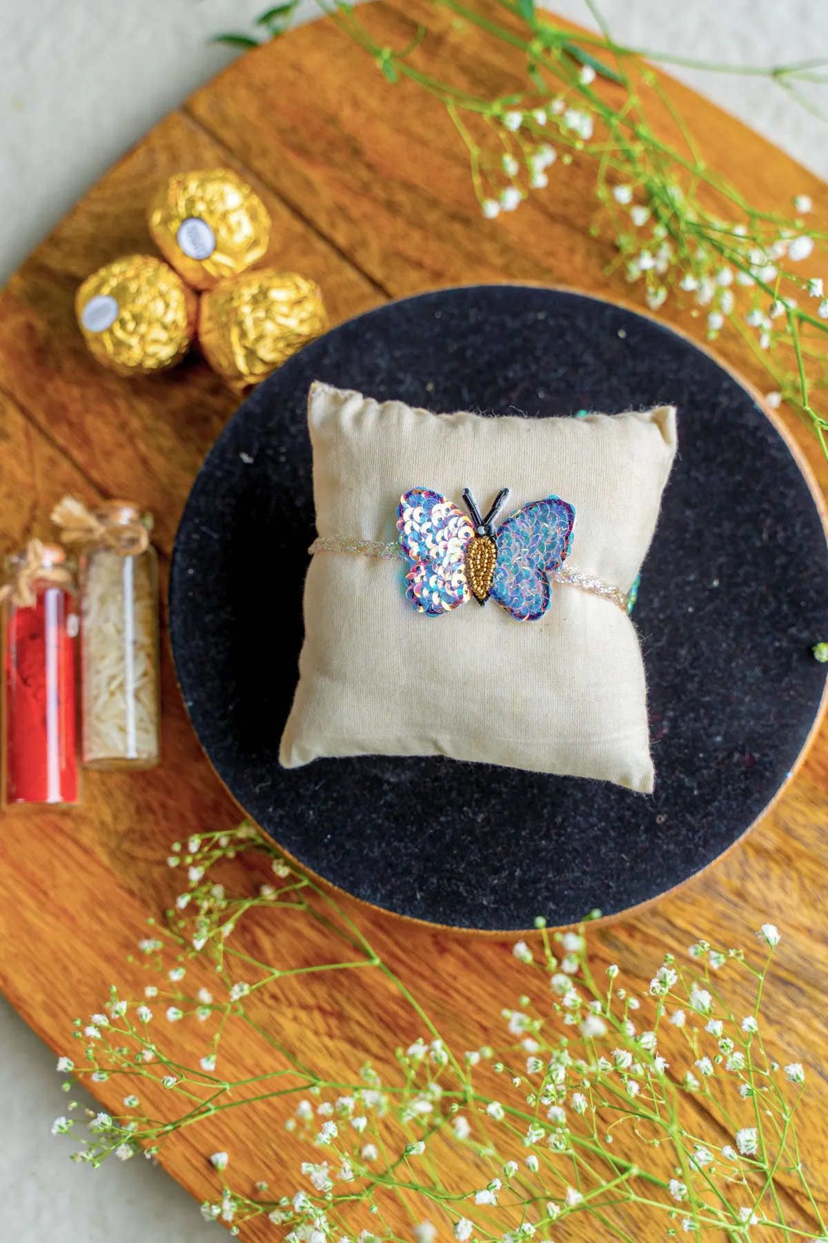 Butterfly Embroidered Rakhi