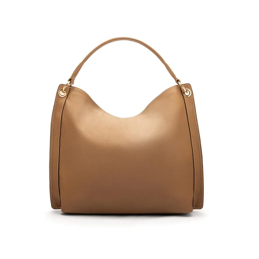 Carol Ann Slouchy Leather Shoulder Bag - Taupe