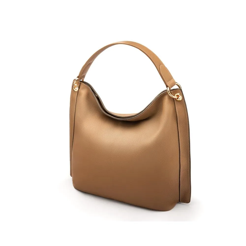 Carol Ann Slouchy Leather Shoulder Bag - Taupe