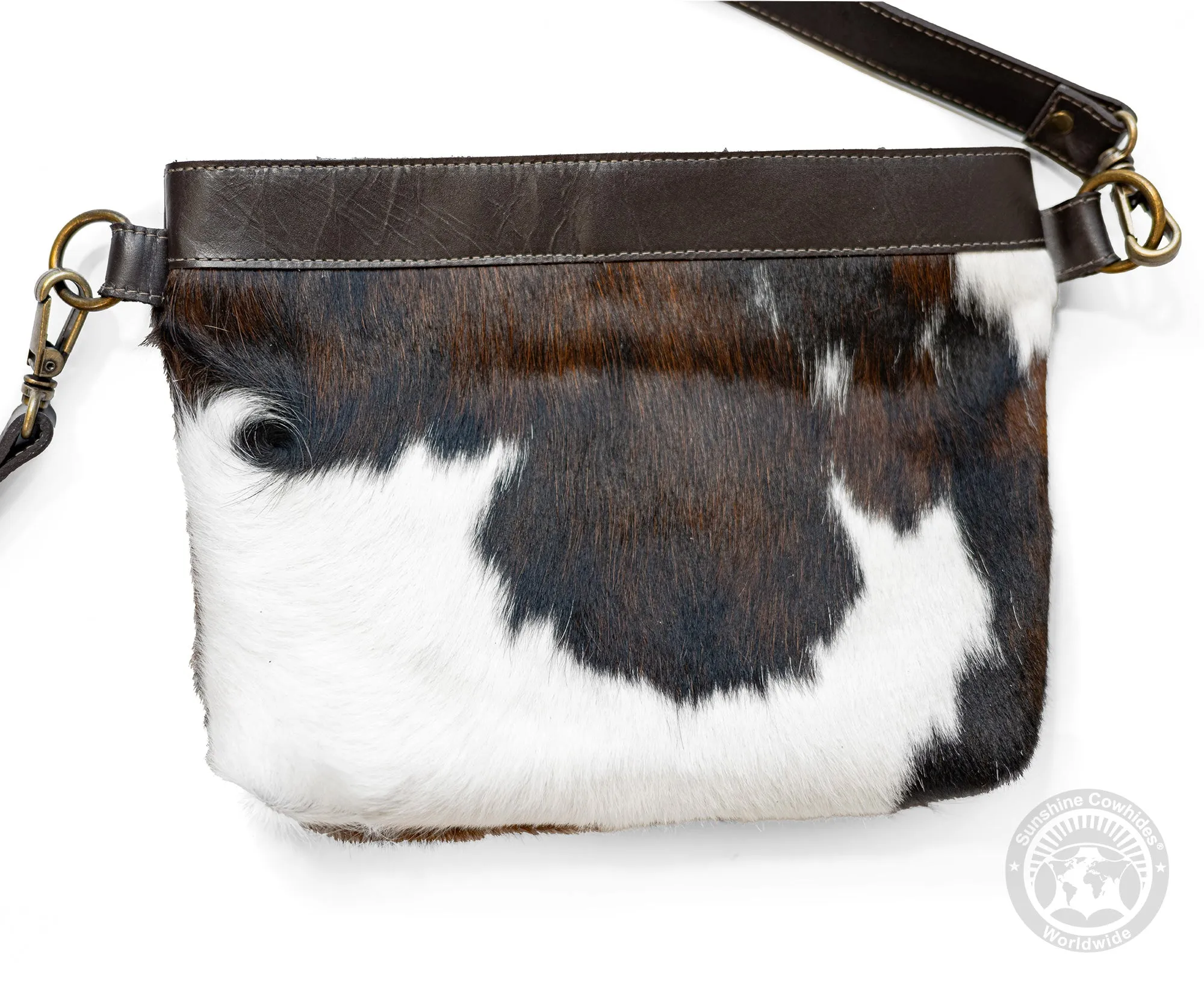 Cowhide Crossbody Purse Mostly White  - Handbag
