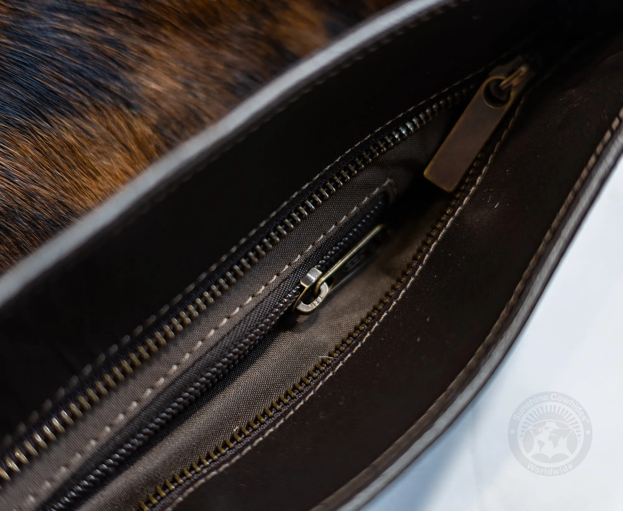 Cowhide Crossbody Purse Mostly White  - Handbag