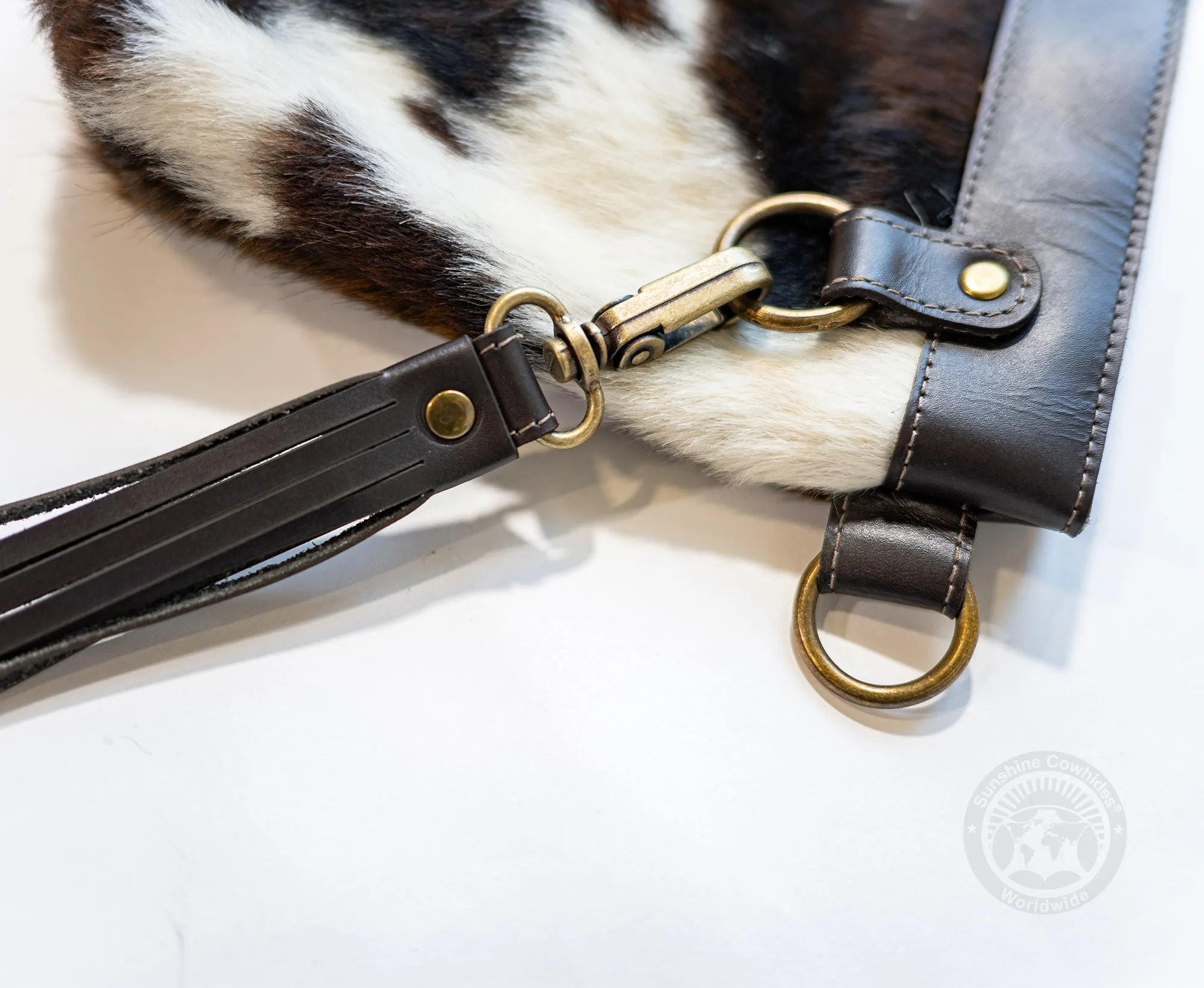 Cowhide Crossbody Purse Mostly White  - Handbag
