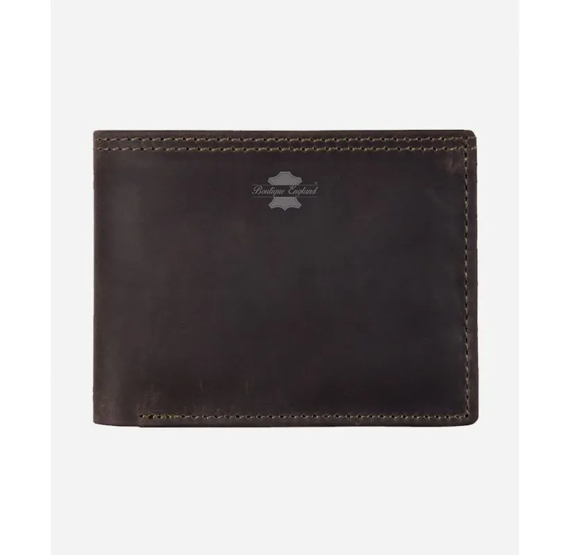 Crazy Horse Leather Bifold Wallet for Dad Multiple Pockets for Cash & Cards