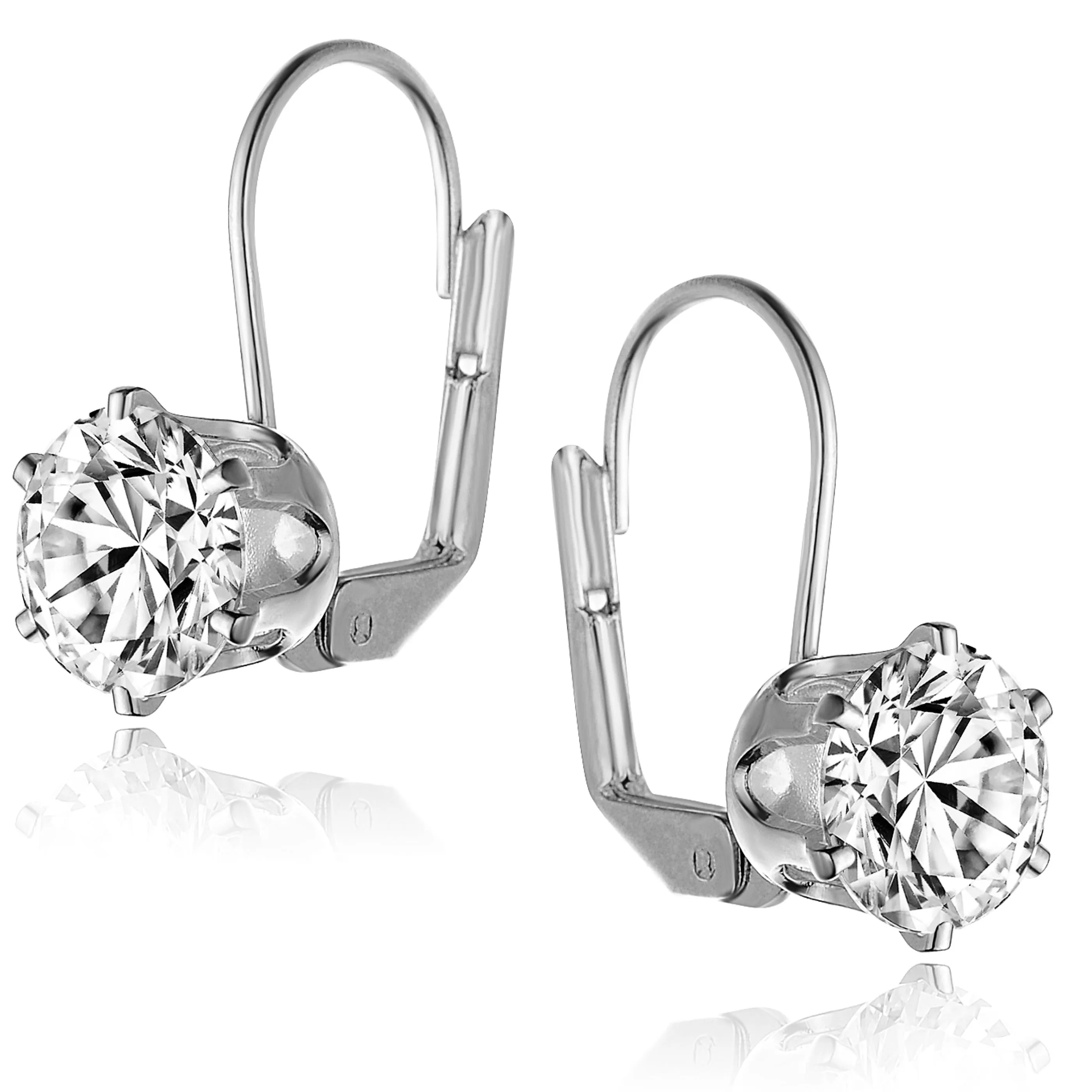 CZ Sterling Silver Cubic Zirconia Classic Leverback Earrings