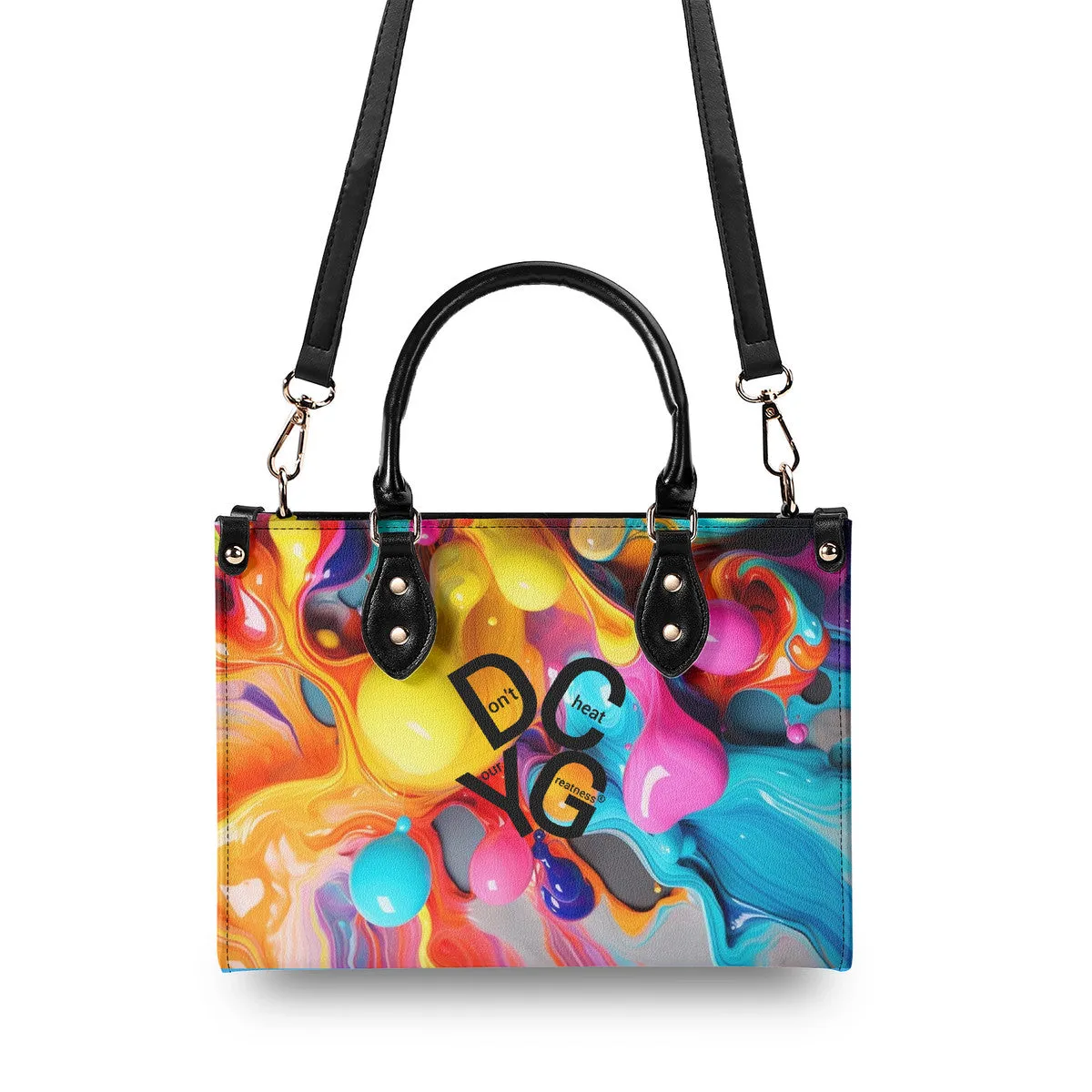 DCYG Black Logo & Multi-Color Balloons Multiple Sizes Upgraded Luxury Women PU Leather Handbag