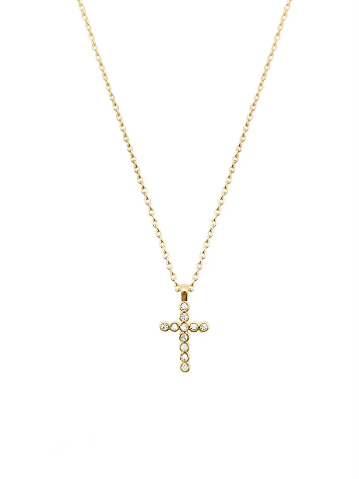 Delicate CZ Cross Pendant | Gold