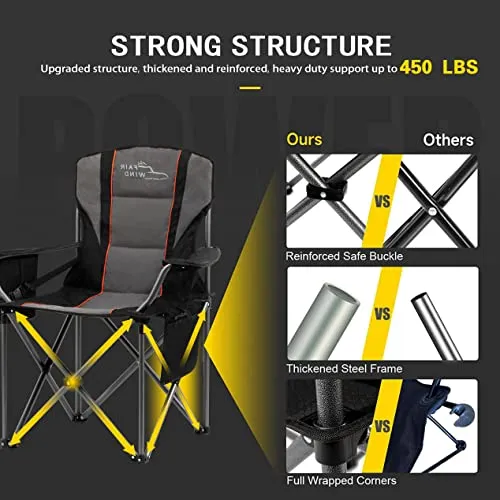 FAIR WIND Oversized Fully Padded Camping Chair with Lumbar Support