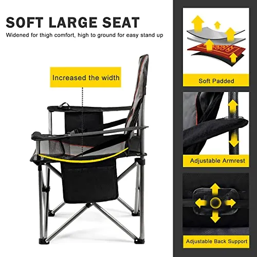 FAIR WIND Oversized Fully Padded Camping Chair with Lumbar Support