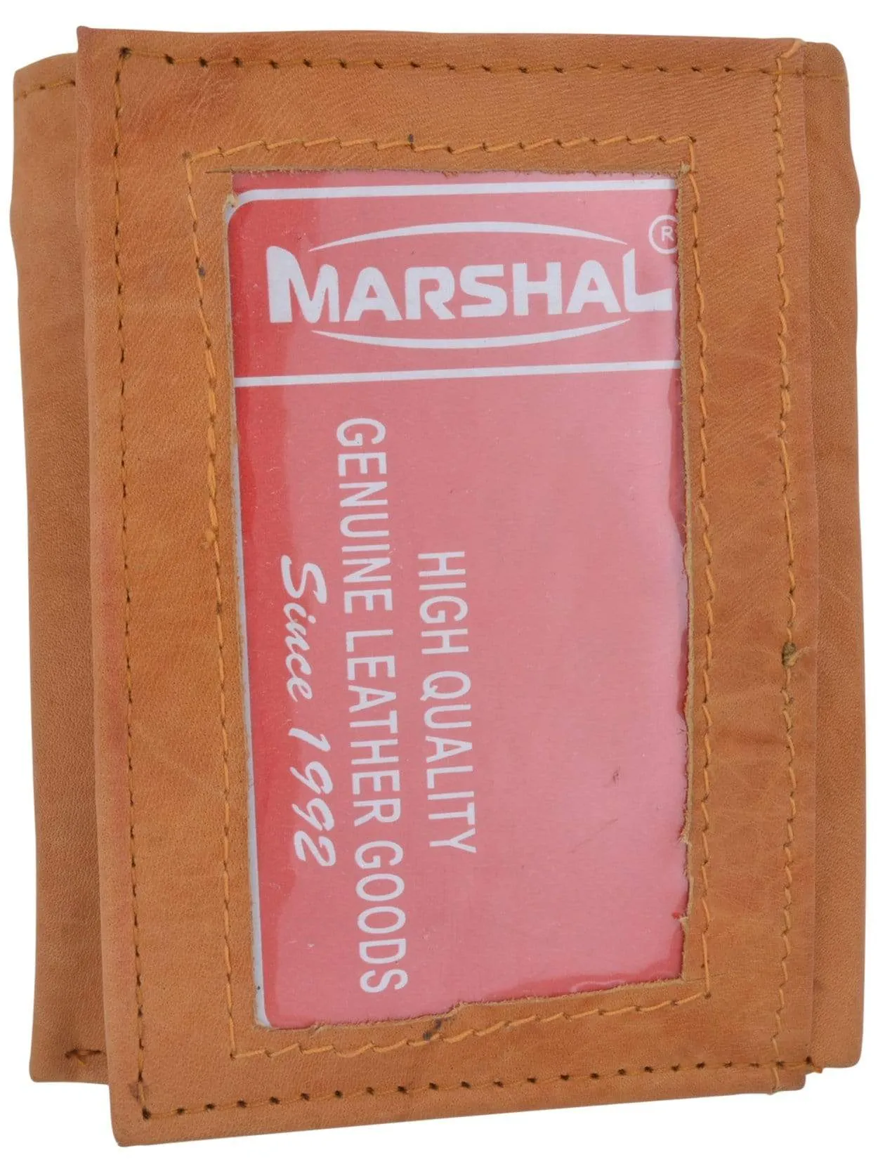 Genuine Cowhide Leather Credit Card Holder with Outside ID Window Trifold Wallet 1355 CF