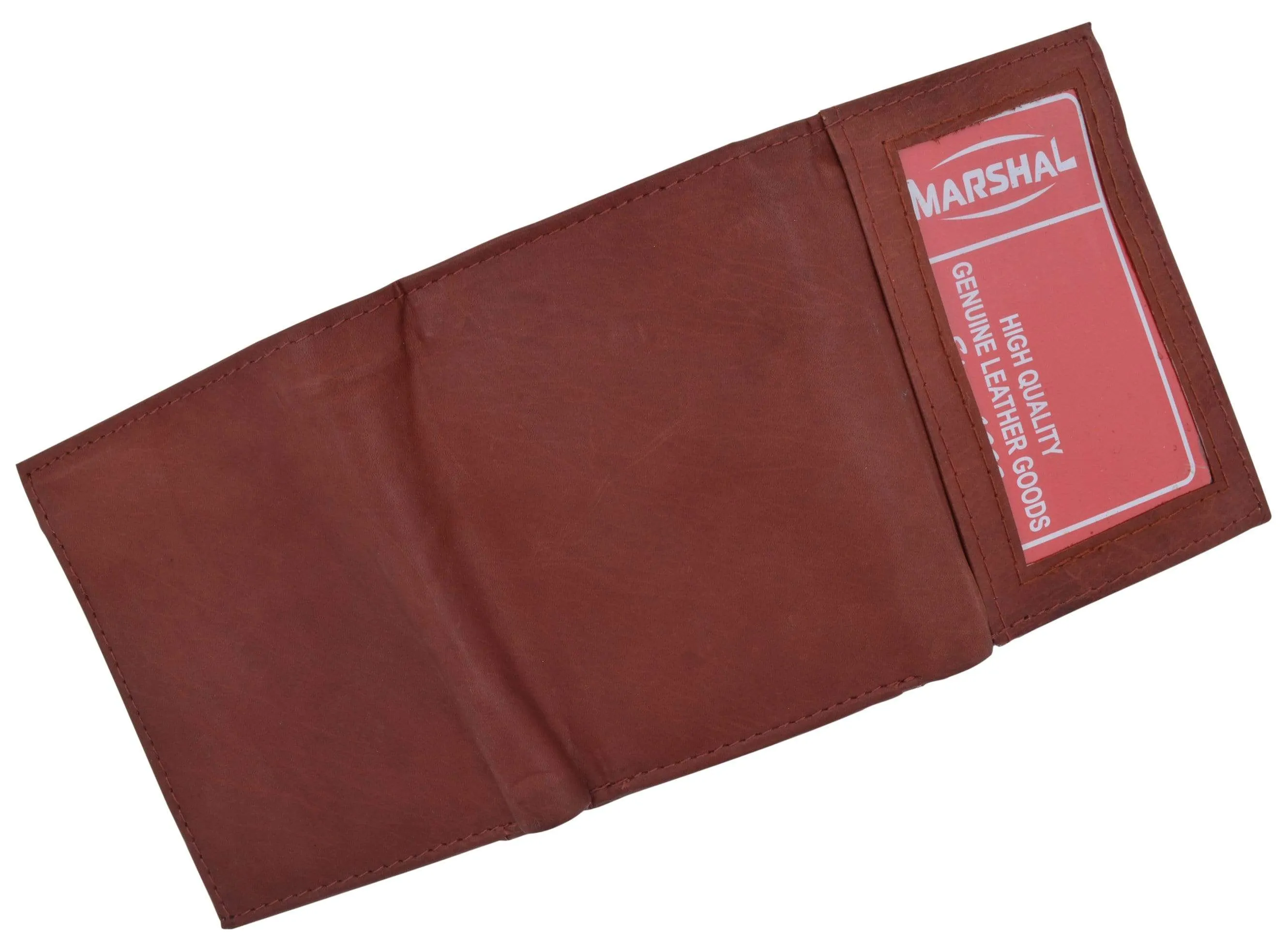 Genuine Cowhide Leather Credit Card Holder with Outside ID Window Trifold Wallet 1355 CF