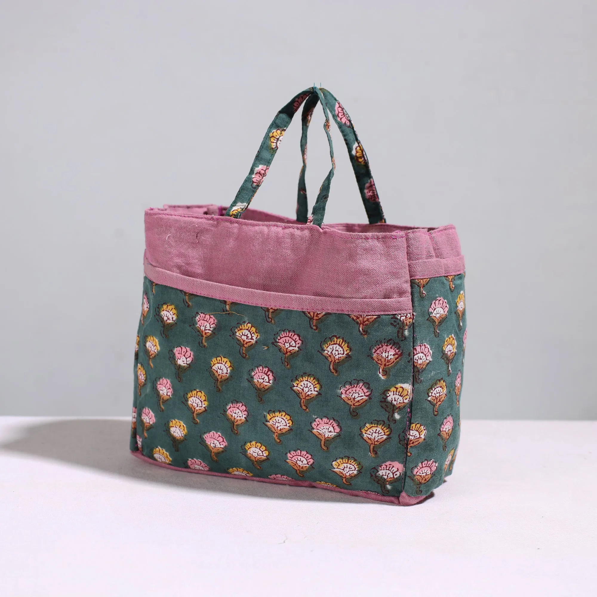 Green - Handmade Cotton Multipurpose Cosmetic/Toiletry Bag 46