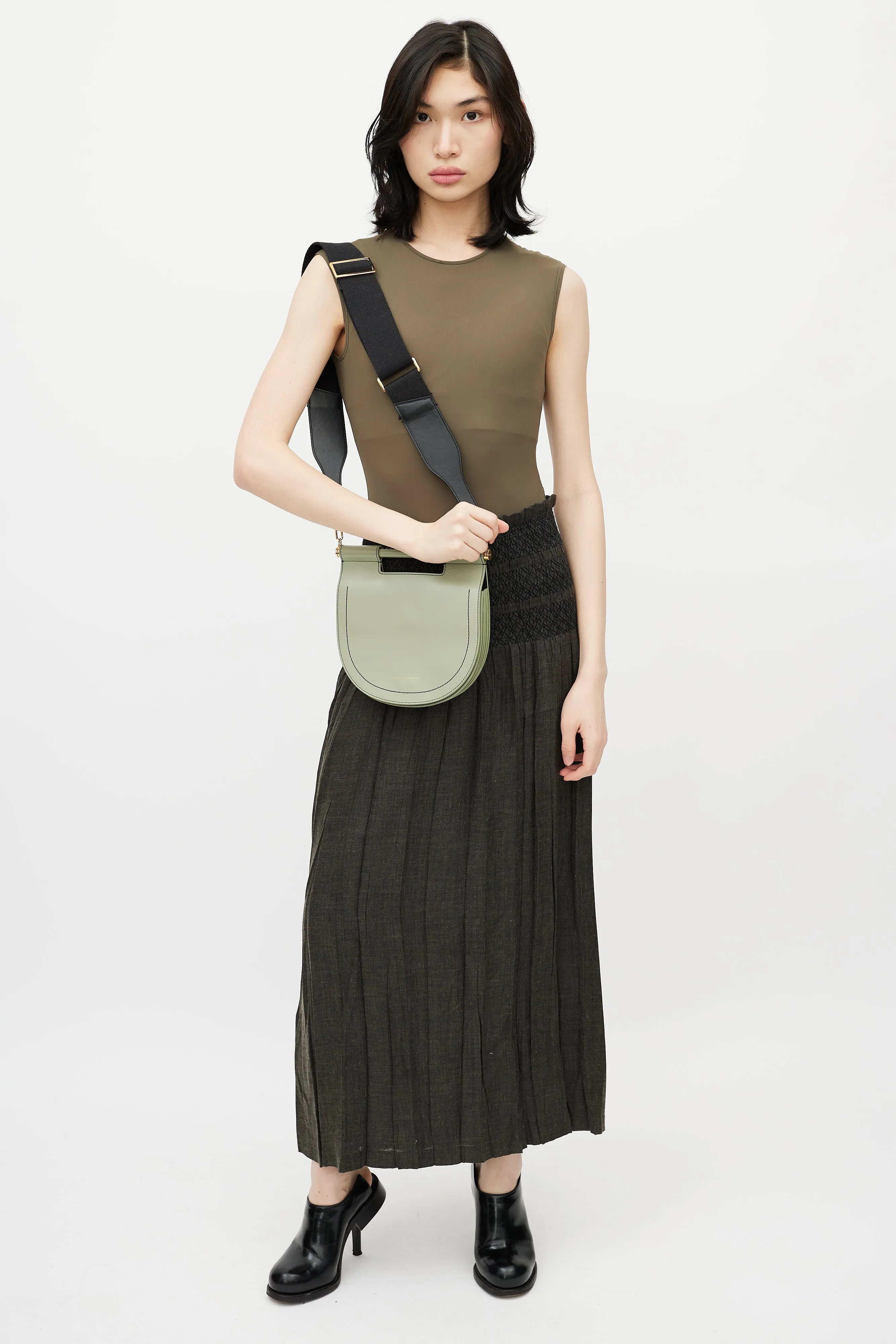 Green Leather Odessa Crossbody Bag