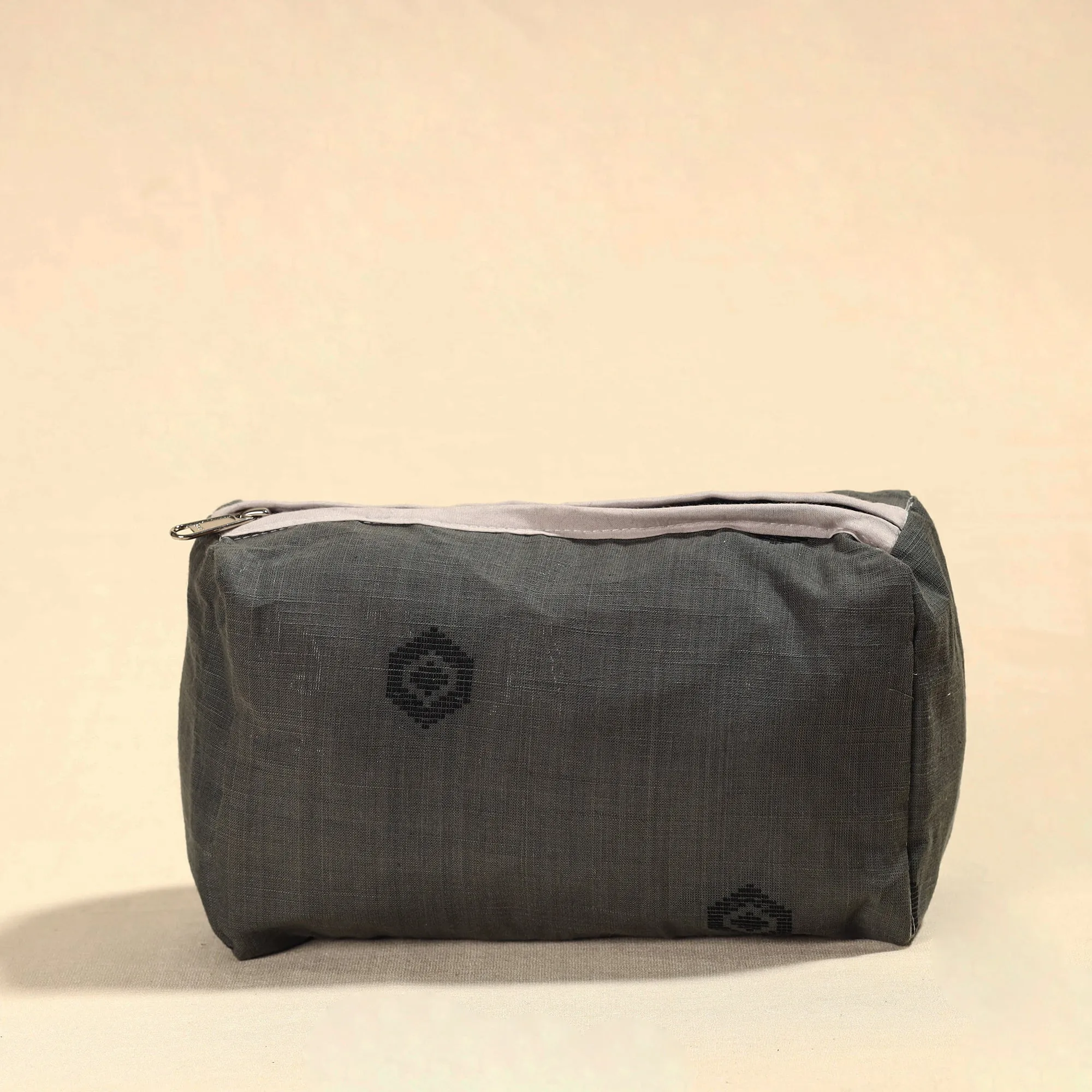Grey - Jacquard Cotton Toiletry Pouch