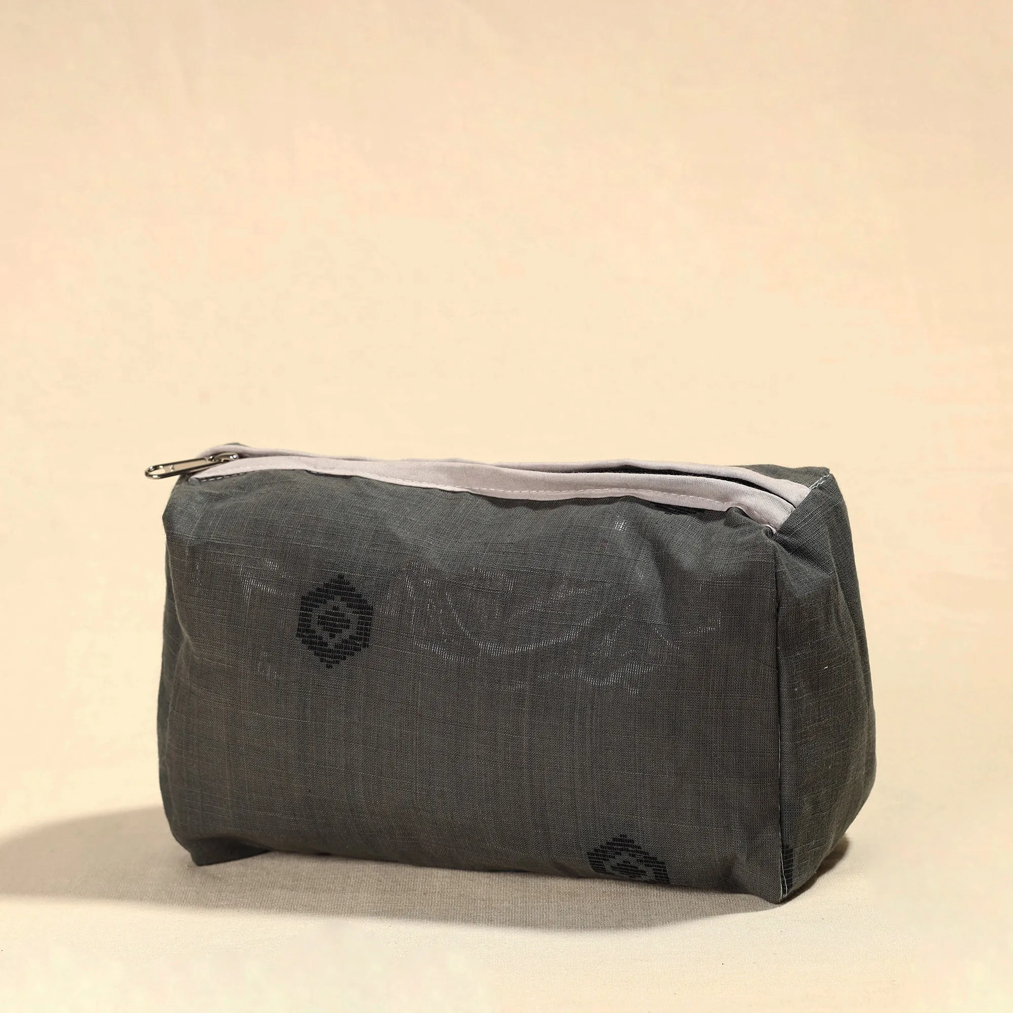 Grey - Jacquard Cotton Toiletry Pouch