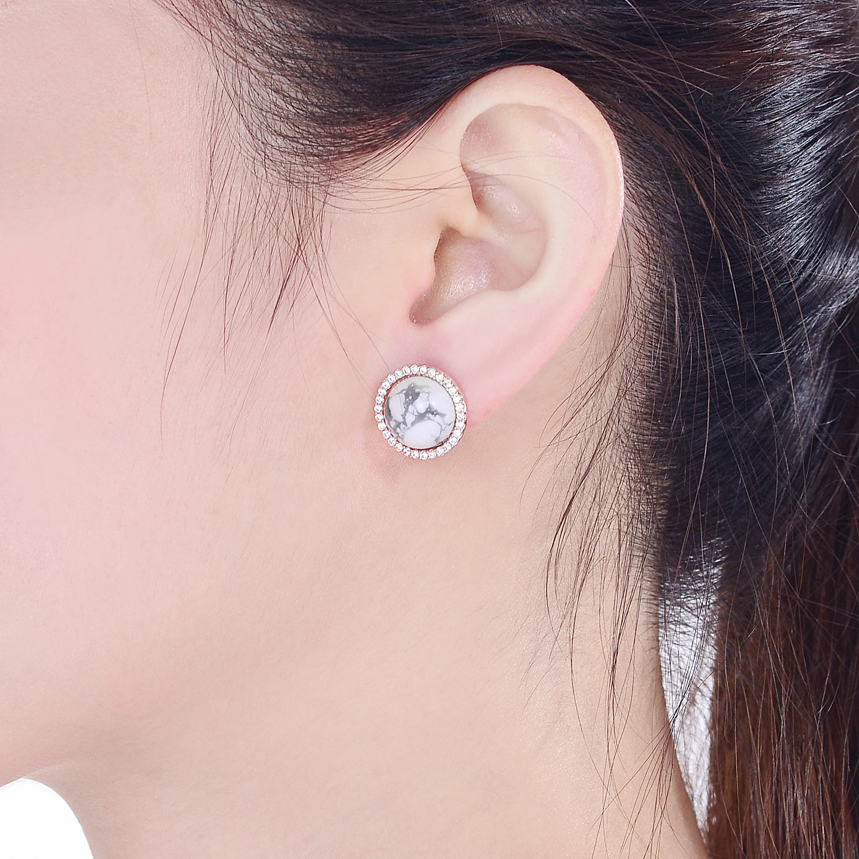 Isabelle Howlite Button Earrings