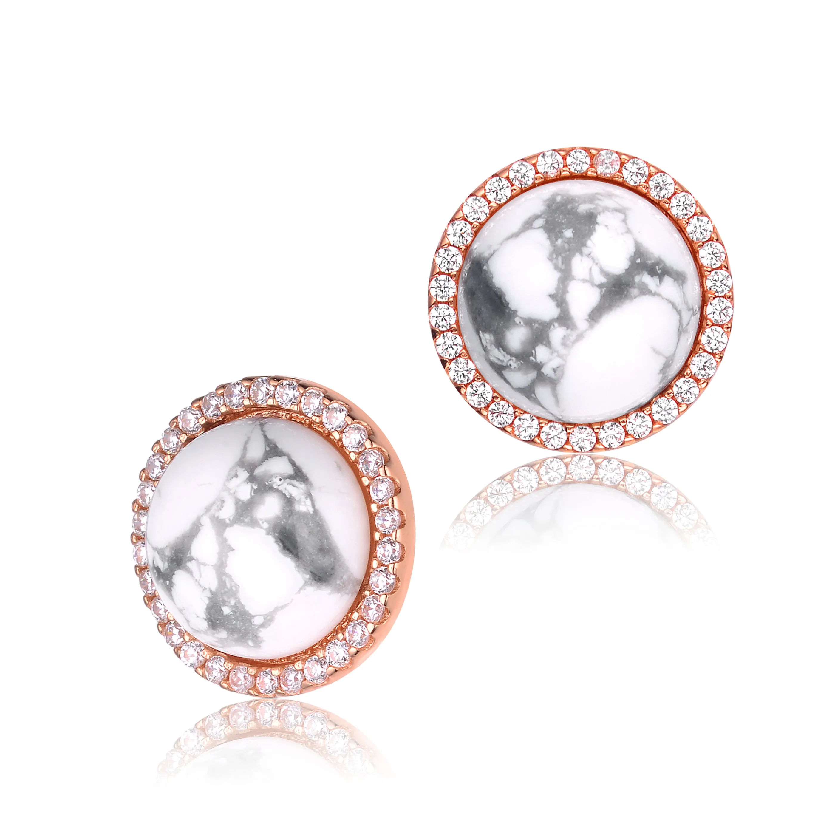 Isabelle Howlite Button Earrings