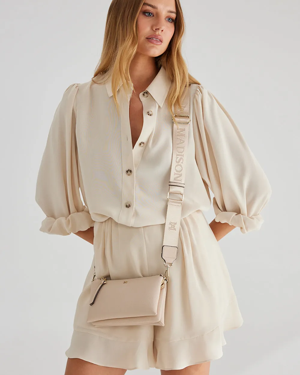 Josie Small 3 Compartment Crossbody Bag with Monogram Strap