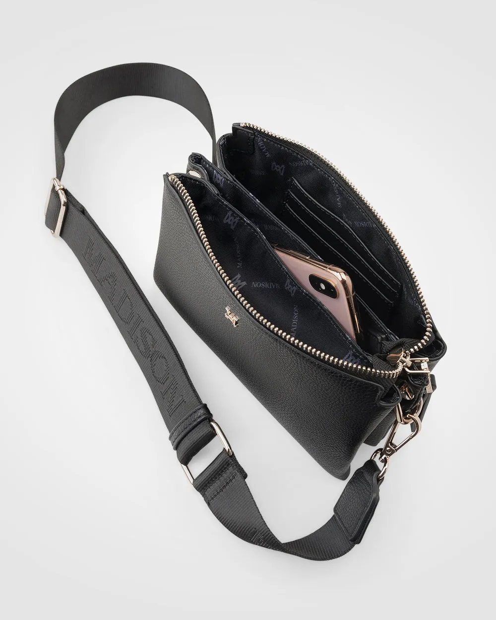 Josie Small 3 Compartment Crossbody Bag with Monogram Strap