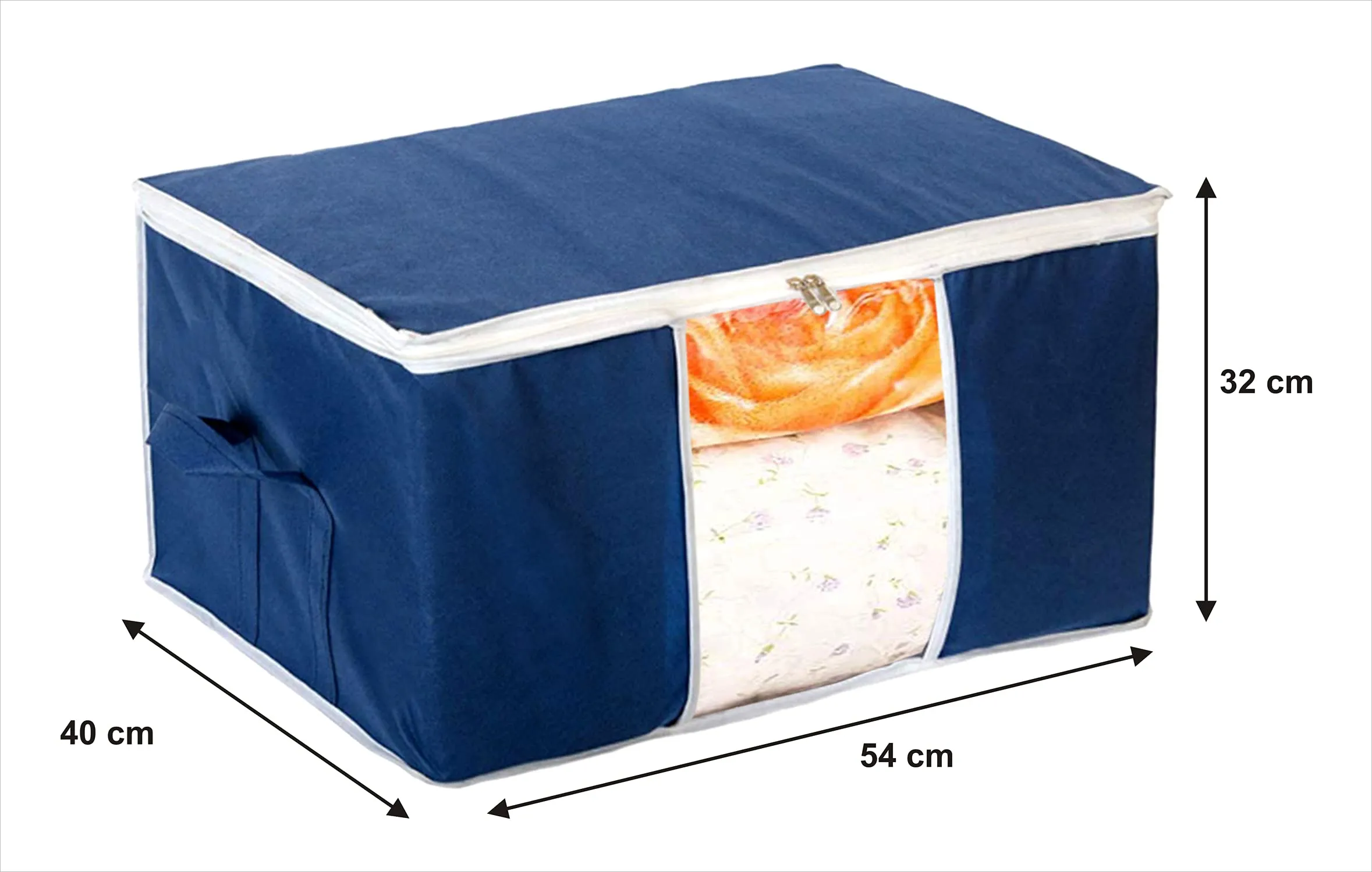 Kuber Industries Underbed Storage Bag|Blanket Cover|Wardrobe Organizer For clothes|Comforter Cover|Pack of 2 (Navy Blue)(Polyester)