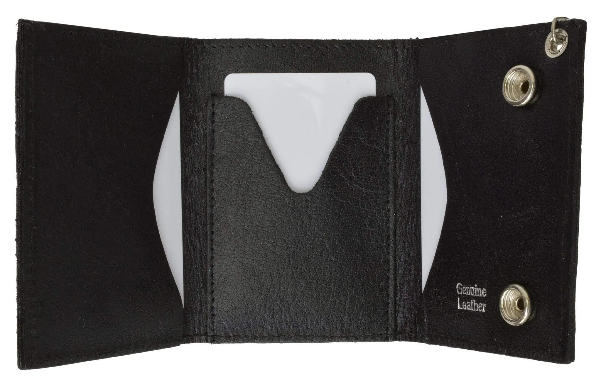 Marijuana Leaf Imprint Genuine Leather Biker Trifold Wallet 946-9 (C)