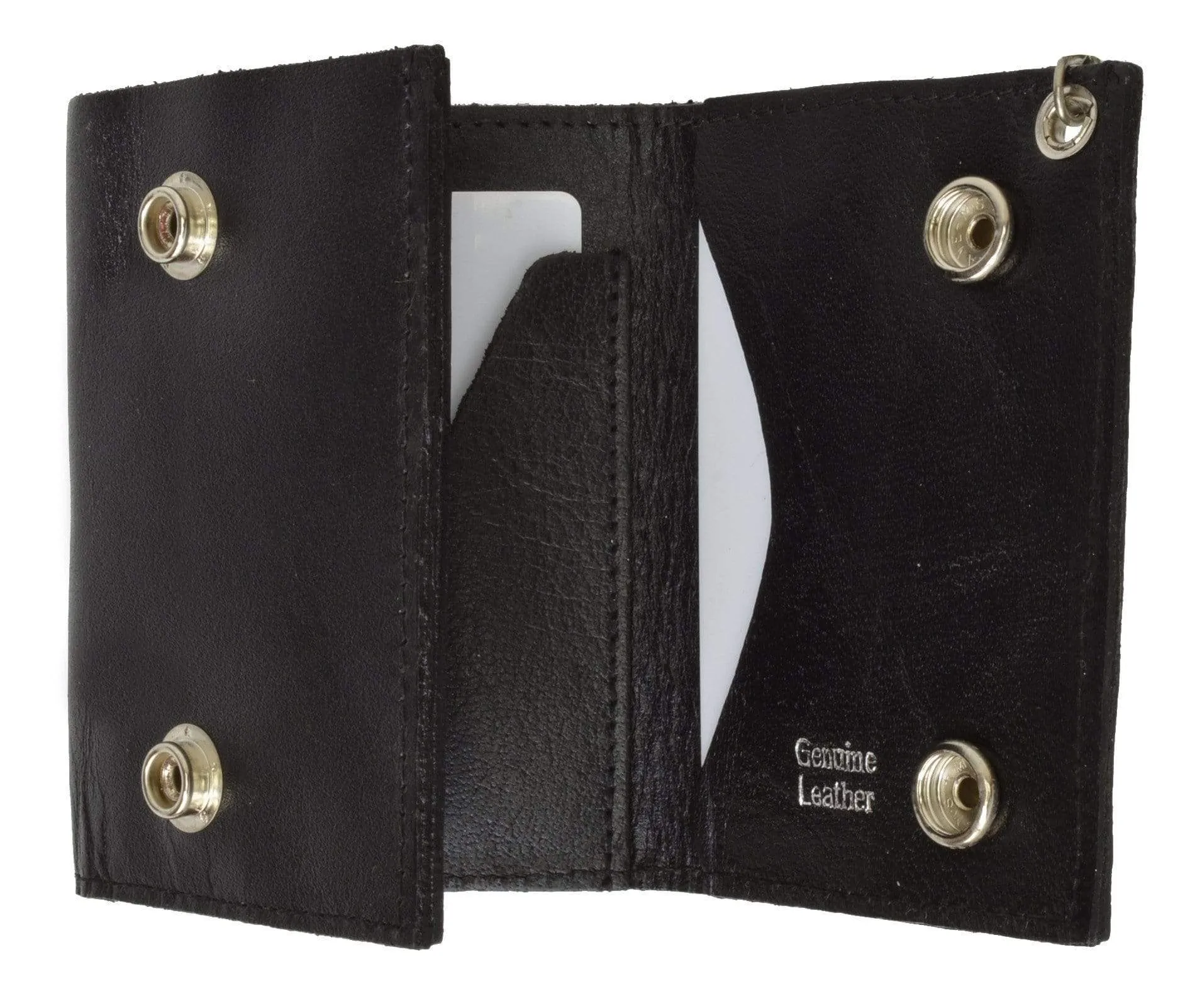 Marijuana Leaf Imprint Genuine Leather Biker Trifold Wallet 946-9 (C)