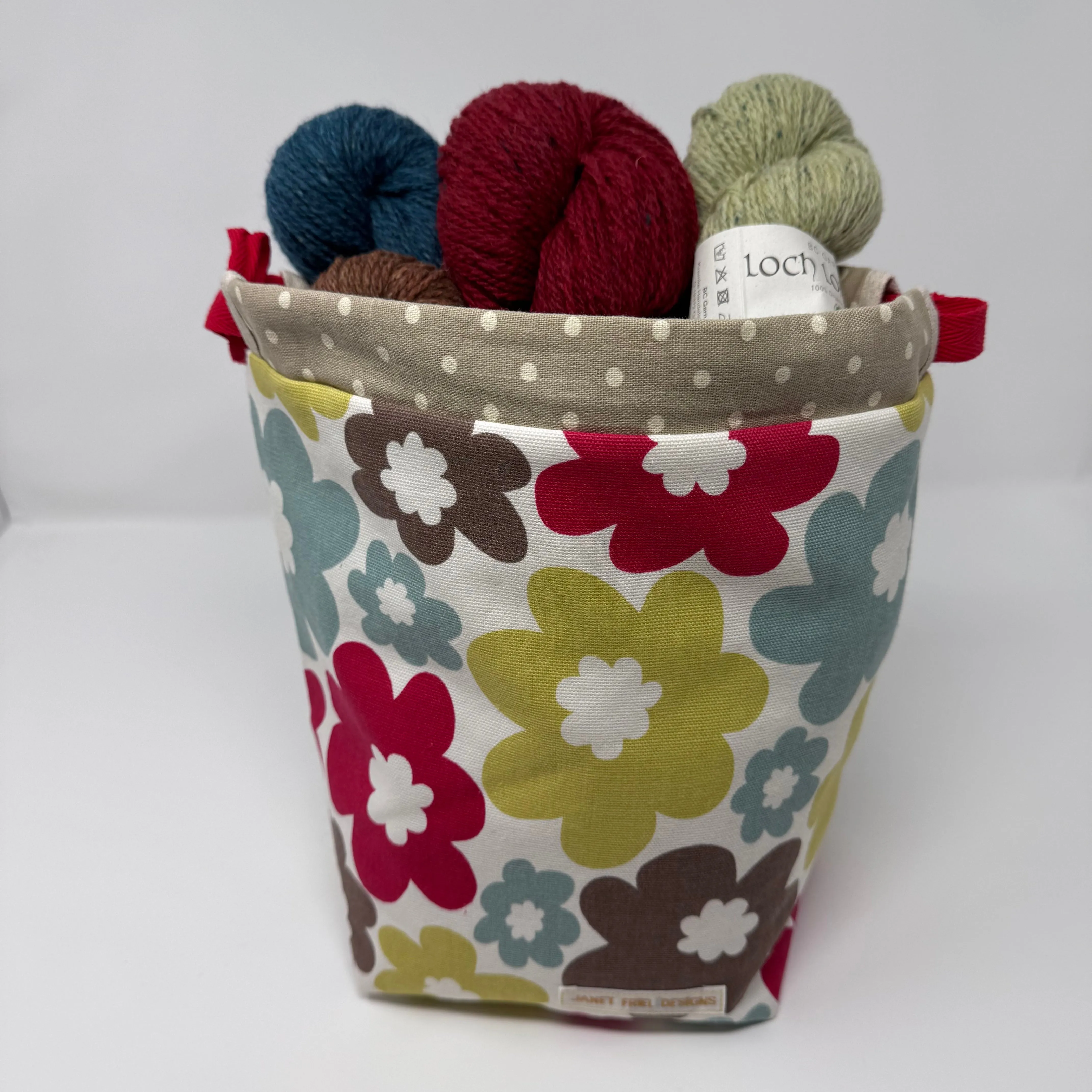 Medium Handmade Drawstring Project Bag – Floral Design