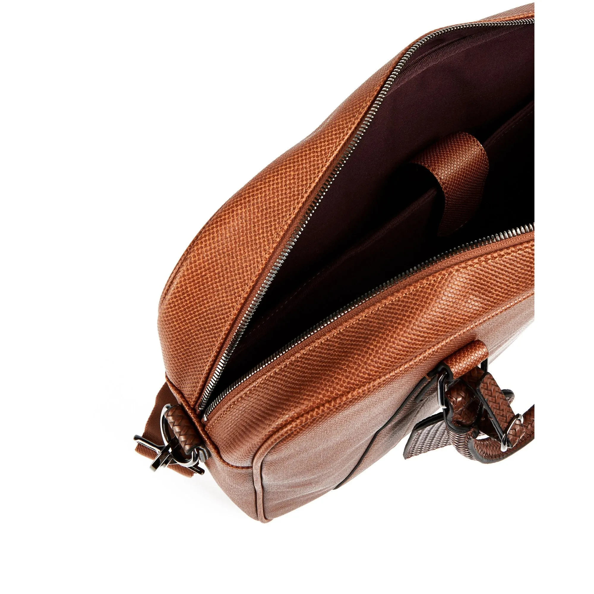 Men Degrees-Textured Pu Document Bag - Tan