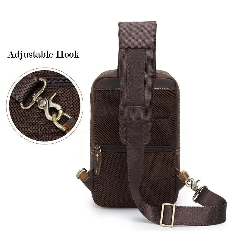 Men's Chest Crossbody Leather Sling Bag