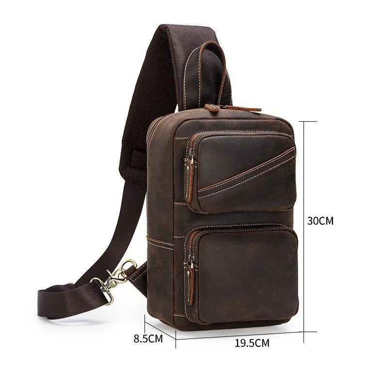 Men's Chest Crossbody Leather Sling Bag