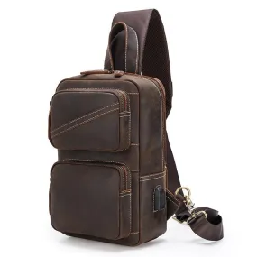 Men's Chest Crossbody Leather Sling Bag