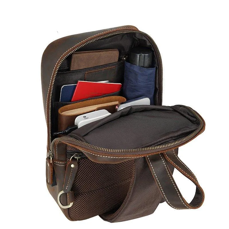 Men's Chest Crossbody Leather Sling Bag