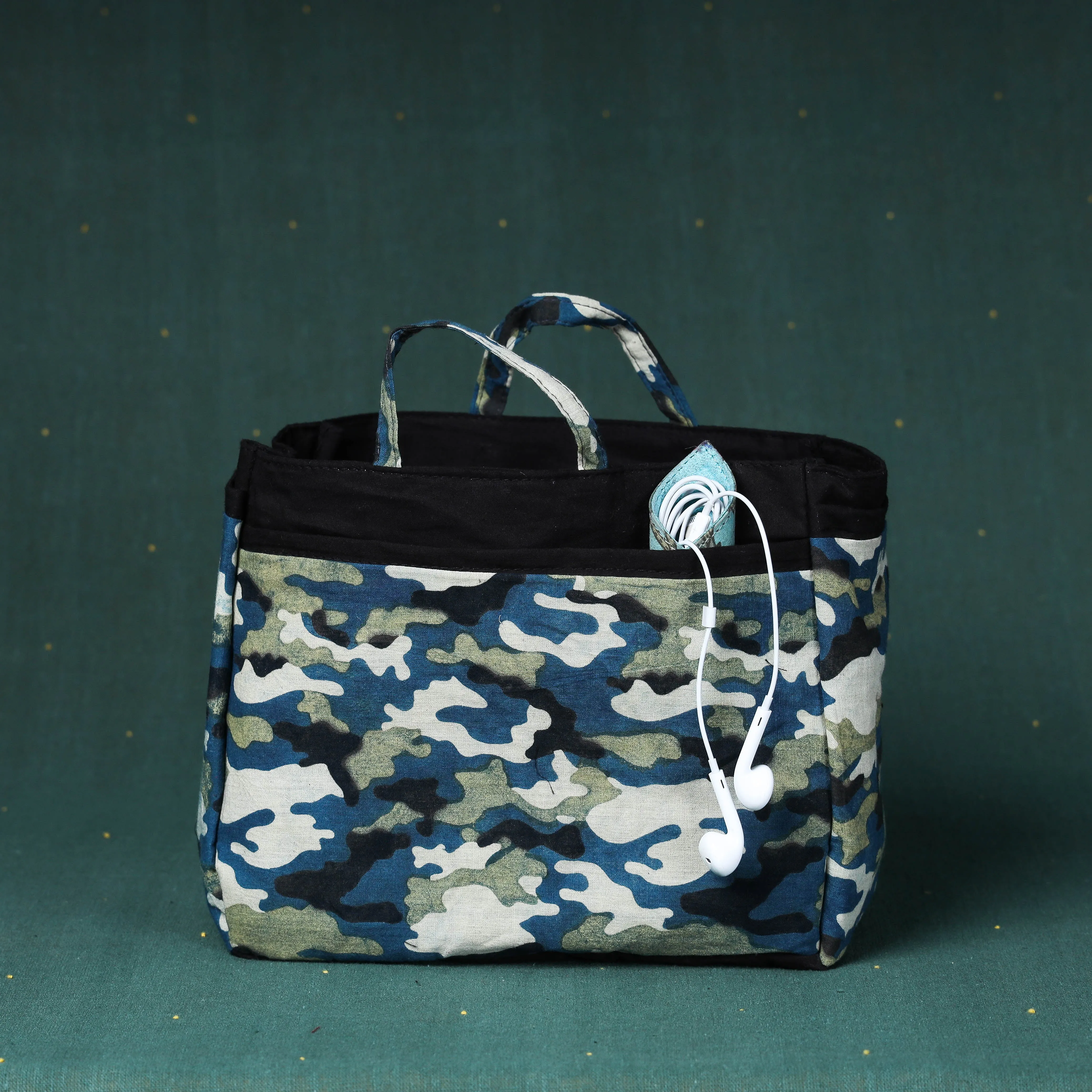Multicolor - Ajrakh Multipurpose Cosmetic/Toiletry Cotton Pouch