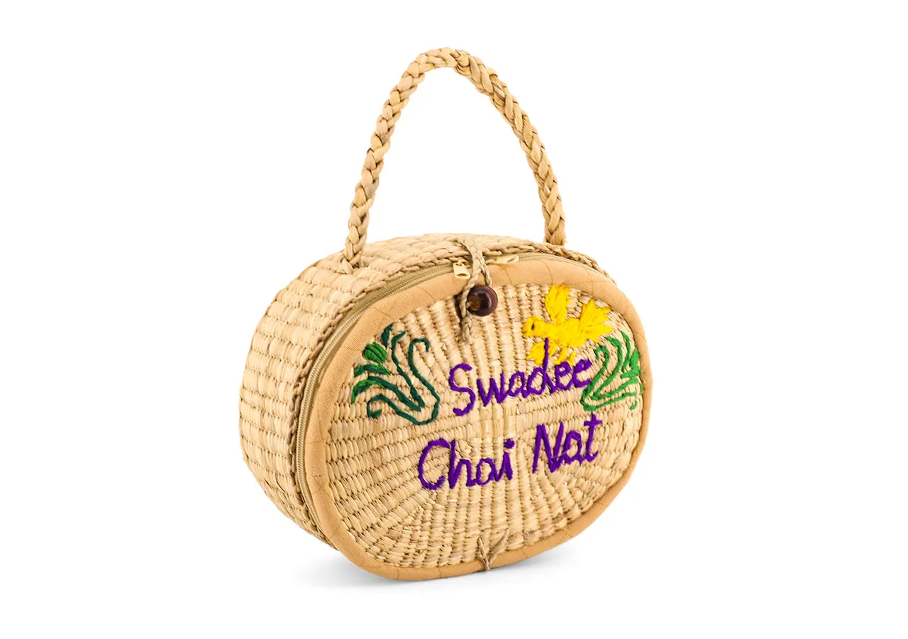 Oval wicker bag