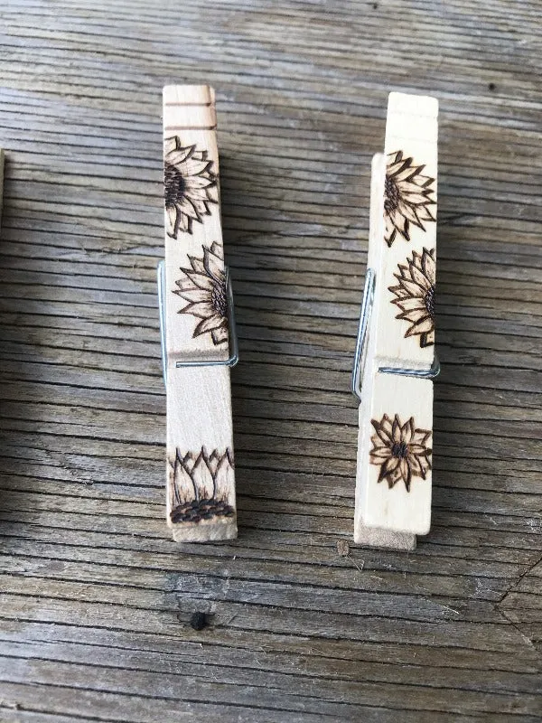 Sunflower Clothespin Magnet or Bag Clip