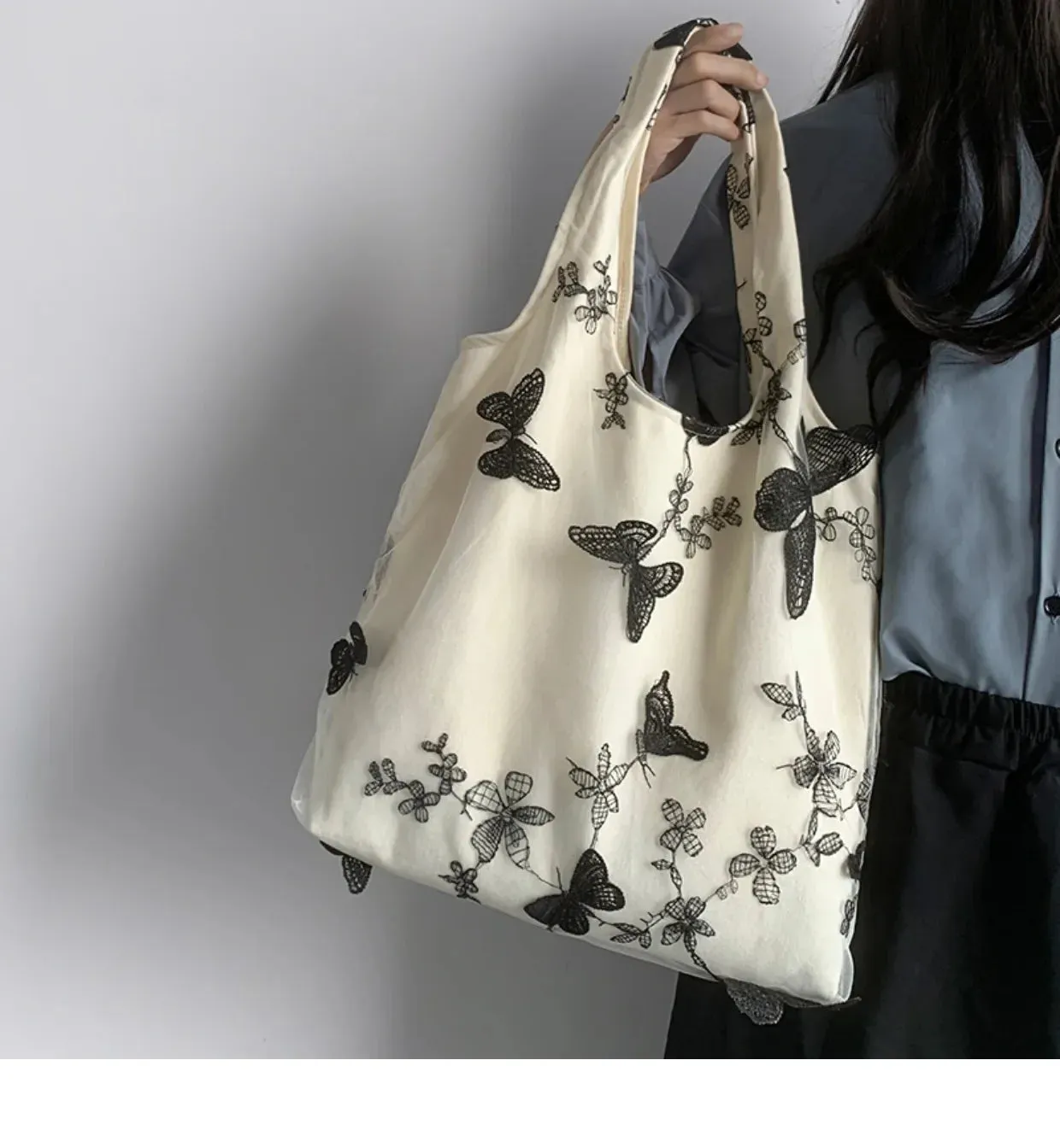TAVIMART  -  Butterfly Lace Fairy Casual Women Handbags Personality Y2k Harajuku Shoulder Underarm Bag Cute All Match Tote Bags High-capacity