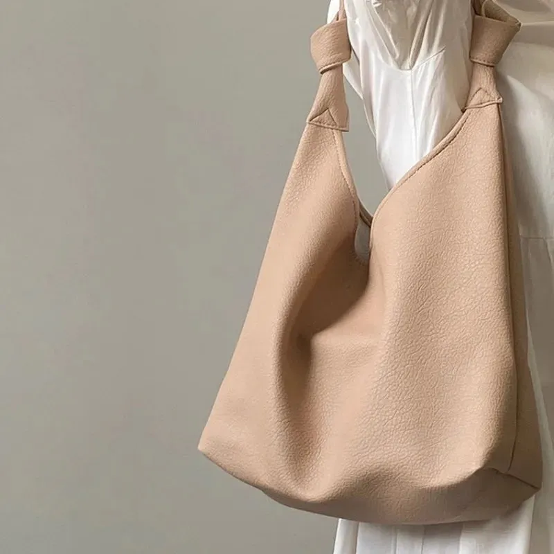 TAVIMART  -  Korean Fashion Womens Shoulder Bag Apricot Elegant Gentle Summer Large Capacity Leather Tote Bag Casual Daily New Handbag